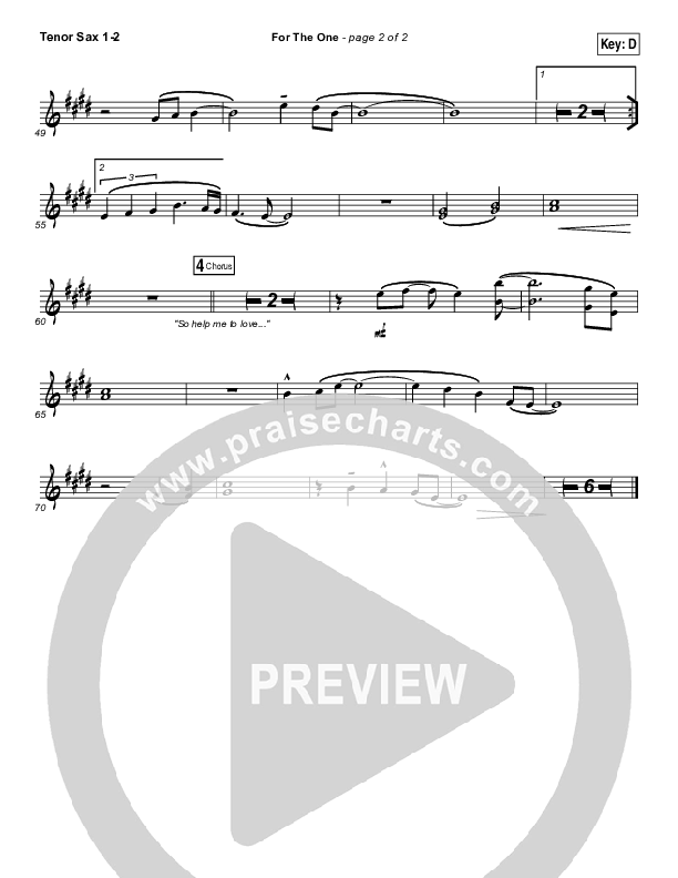 For The One Tenor Sax 1/2 (Brian Johnson / Jenn Johnson)