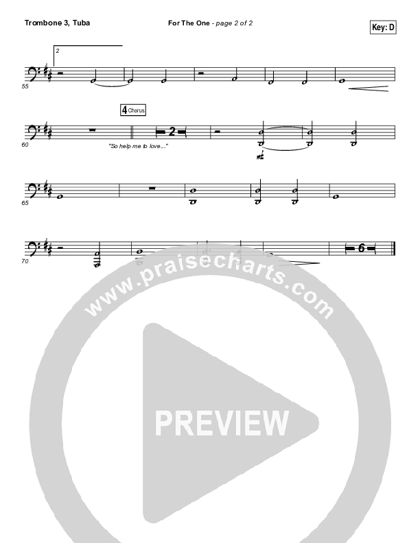 For The One Trombone 3/Tuba (Brian Johnson / Jenn Johnson)