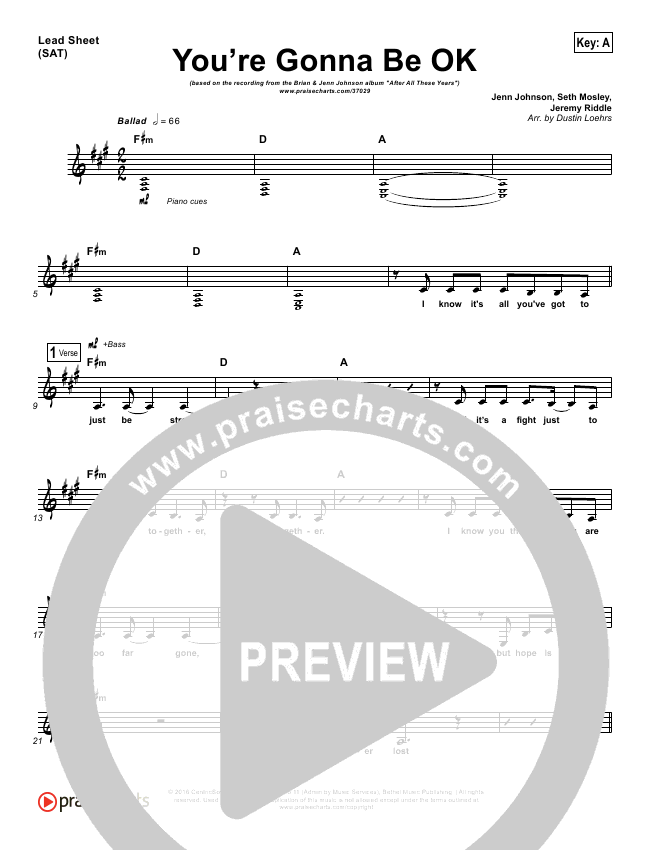 You're Gonna Be Ok Sheet Music PDF (Brian Johnson / Jenn Johnson