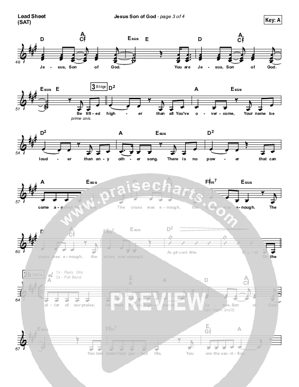 Jesus Son Of God Lead Sheet (SAT) (One Sonic Society)