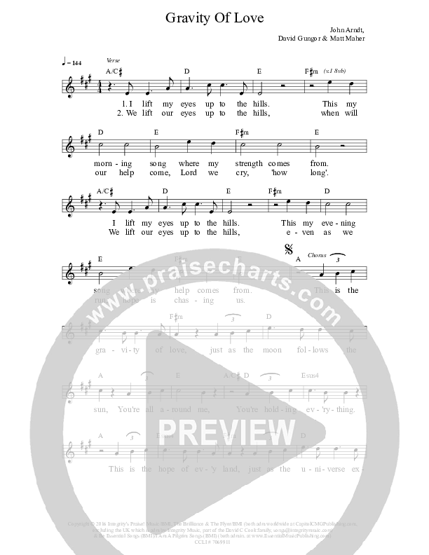 Gravity Of Love  Lead Sheet (The Brilliance)