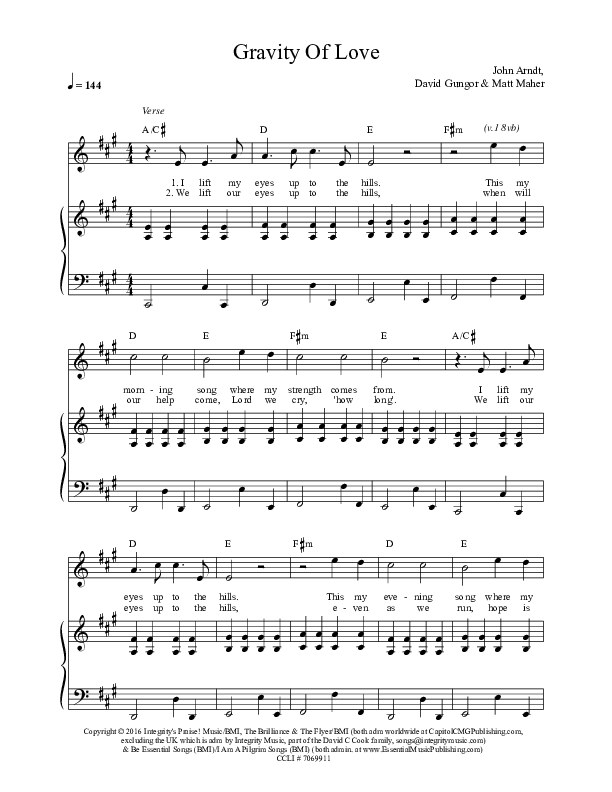 Gravity Of Love  Piano/Vocal (The Brilliance)