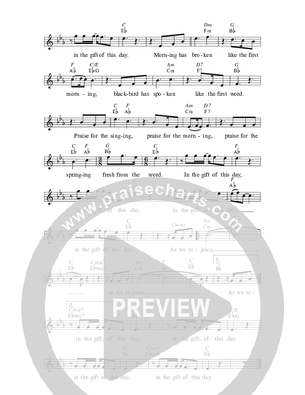 Night Has Passed (Morning Has Broken) Lead Sheet (The Brilliance)