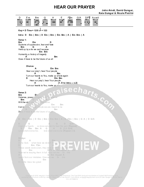 Hear Our Prayer Chord Chart (The Brilliance)
