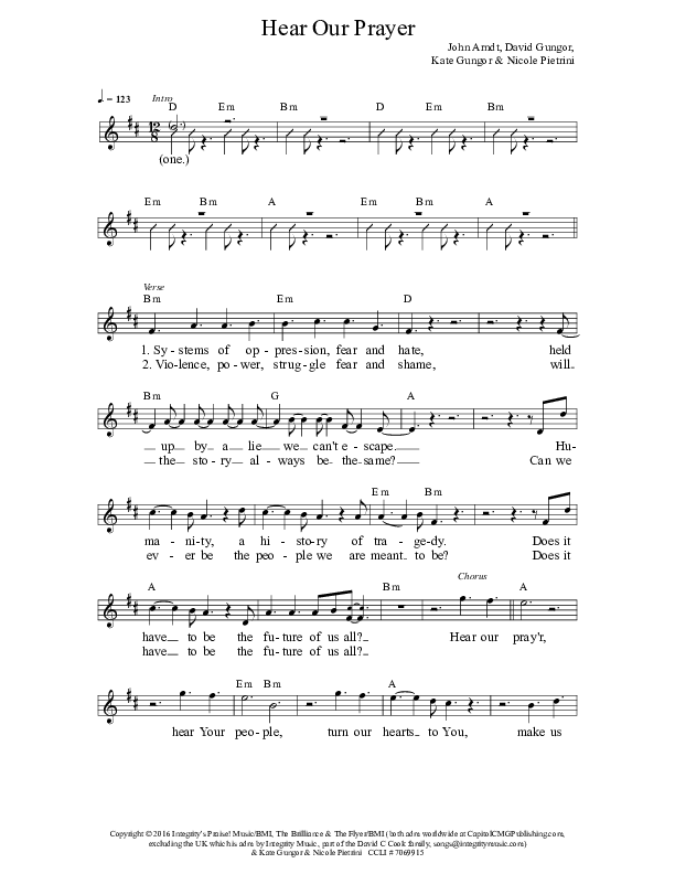 Hear Our Prayer  Lead Sheet (The Brilliance)