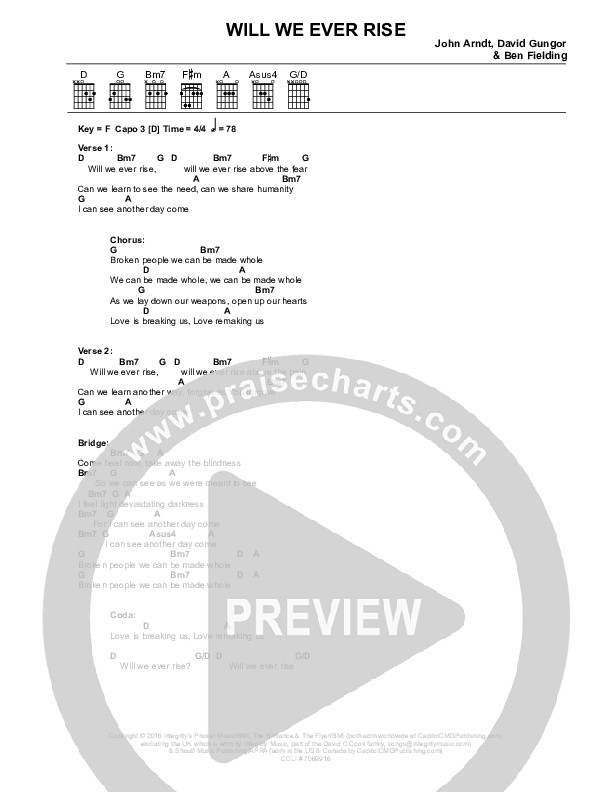 Will We Ever Rise Chords & Lyrics (The Brilliance)