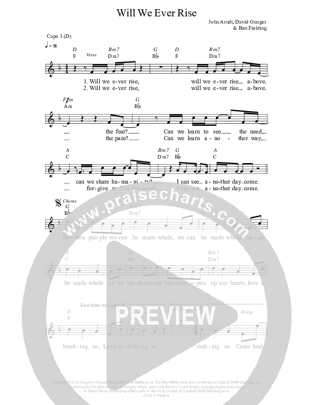 Will We Ever Rise Lead Sheet (The Brilliance)