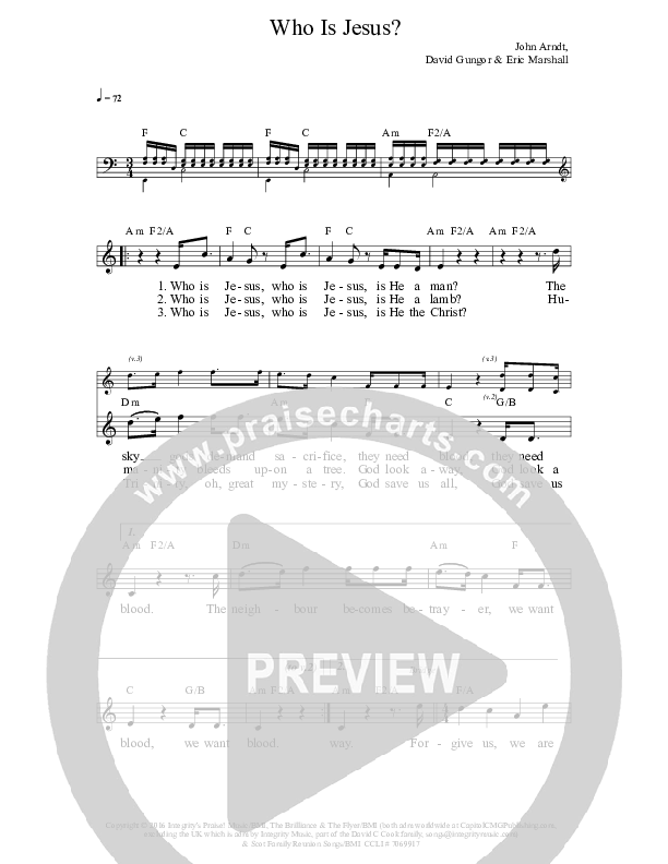 Who Is Jesus?  Lead Sheet (The Brilliance)