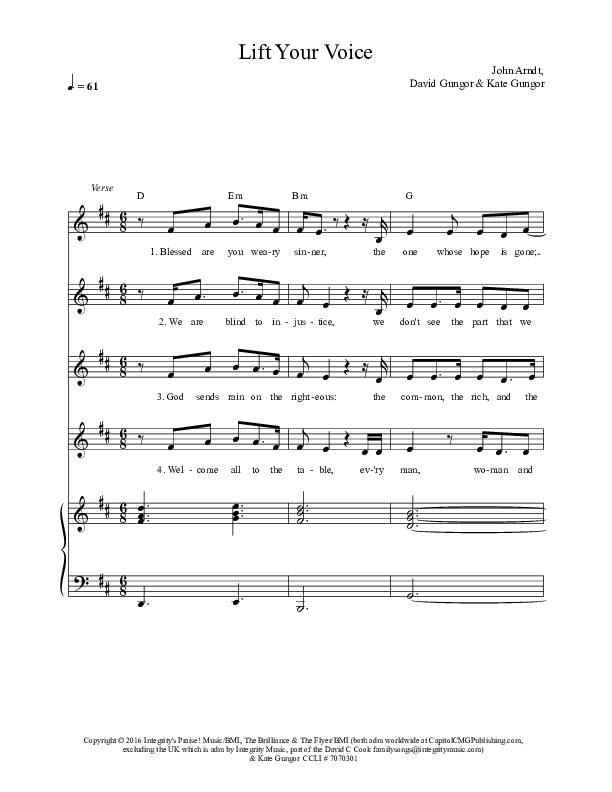 Lift Your Voice Piano/Vocal (The Brilliance)