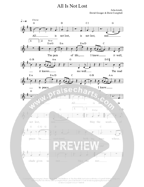 All Is Not Lost Lead Sheet (The Brilliance)