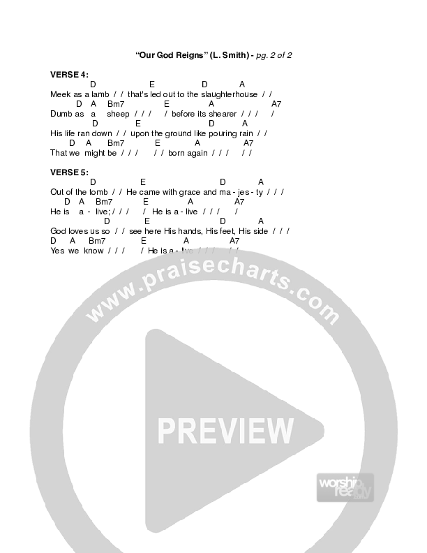 Our God Reigns Chord Chart (Lenny Smith)