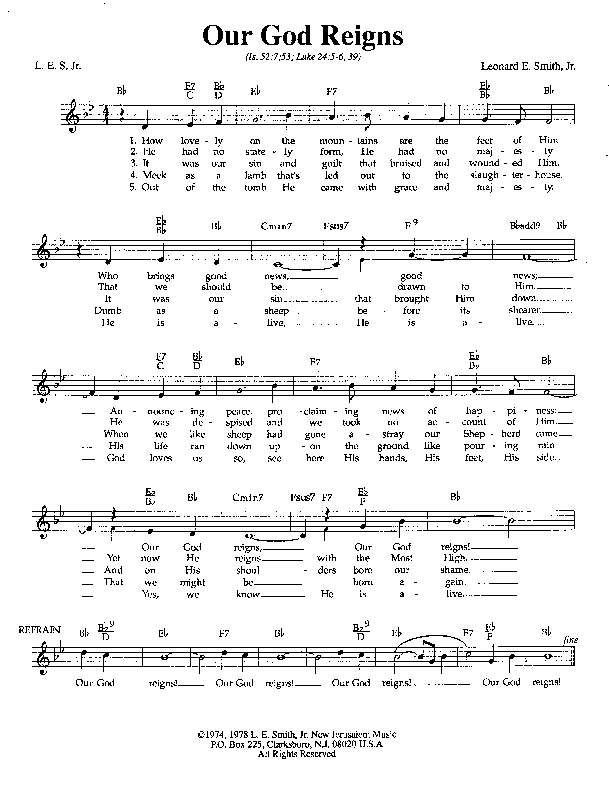 Our God Reigns Lead Sheet (Lenny Smith)