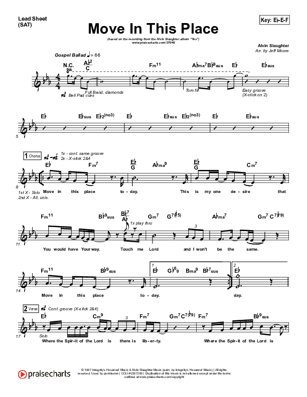 Move This Place Lead Sheet (SAT) (Alvin Slaughter)