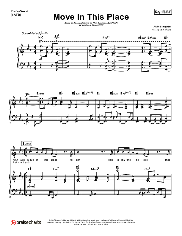 Move This Place Piano/Vocal (SATB) (Alvin Slaughter)