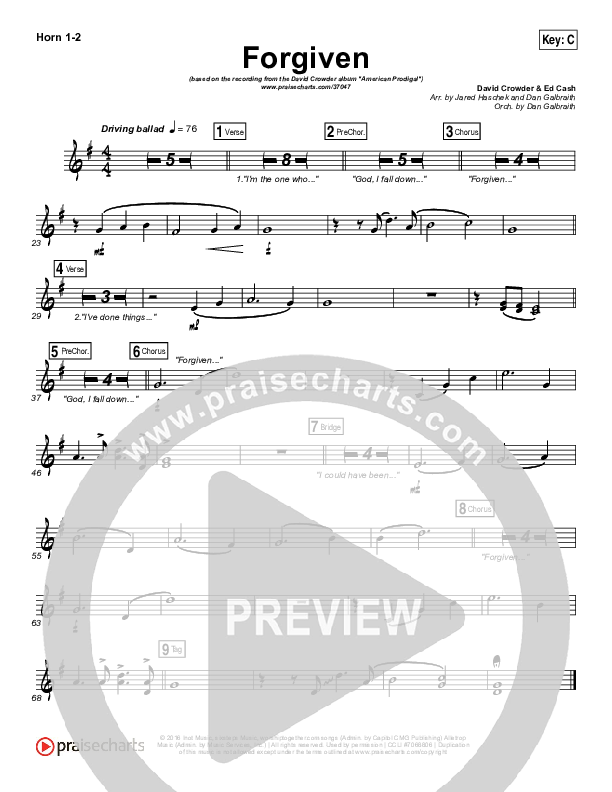 Forgiven French Horn 1/2 (David Crowder)