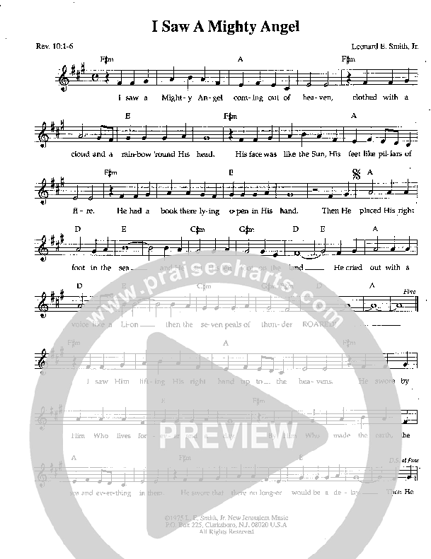 I Saw A Mighty Angel Lead Sheet (Lenny Smith)