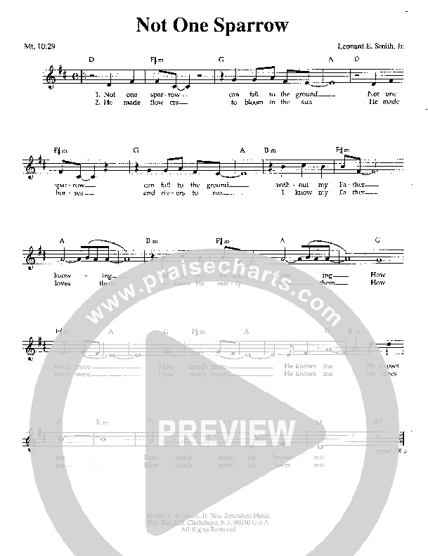 Not One Sparrow Lead Sheet (Lenny Smith)