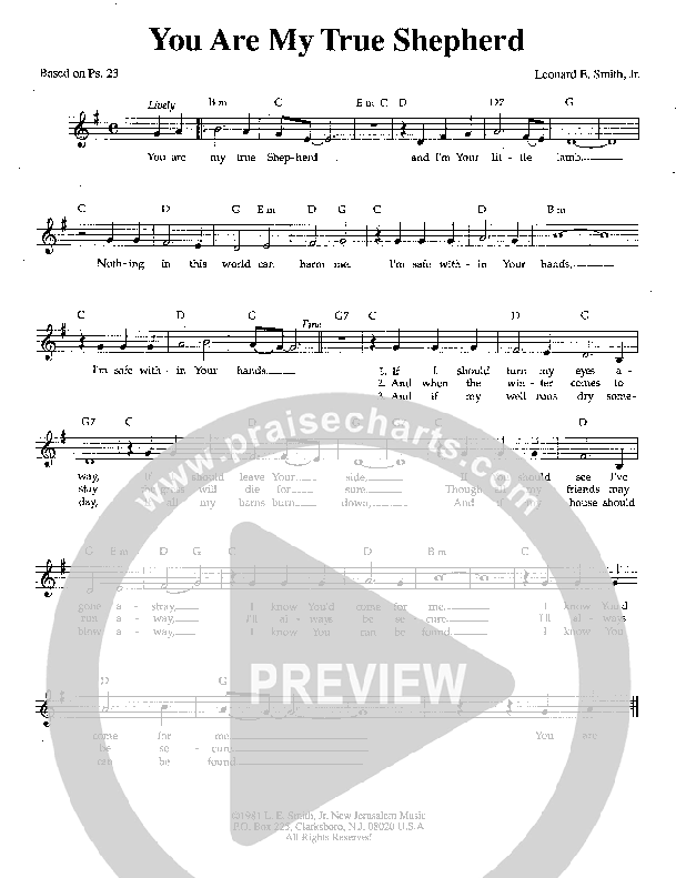 You Are My True Shepherd Lead Sheet (Lenny Smith)