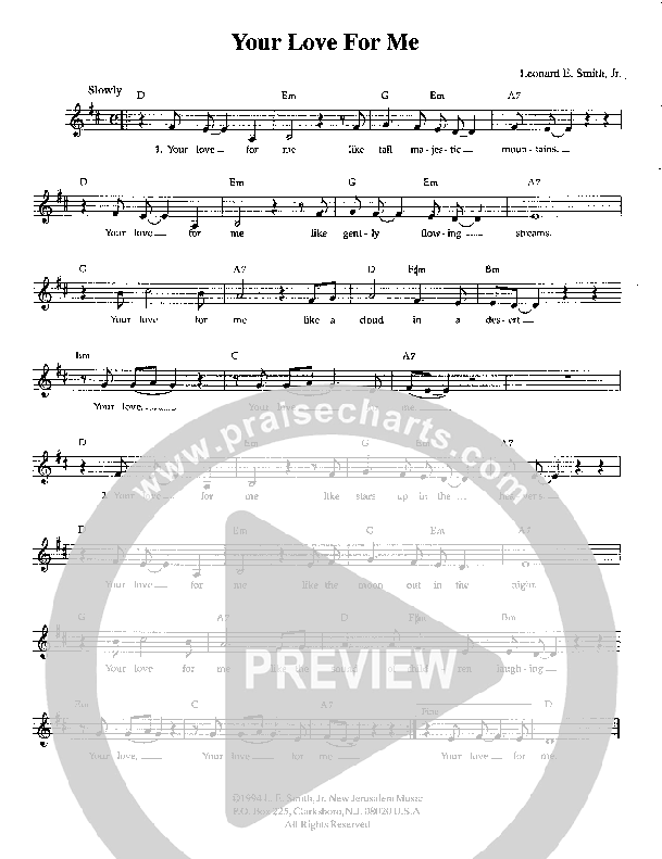 Your Love For Me Lead Sheet (Lenny Smith)