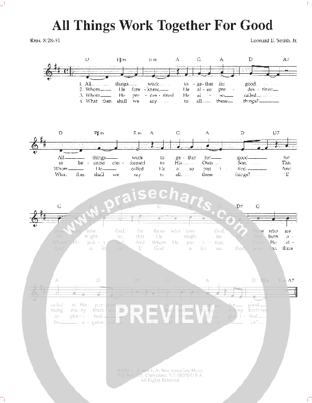 All Things Work Together For Good Lead Sheet (Lenny Smith)