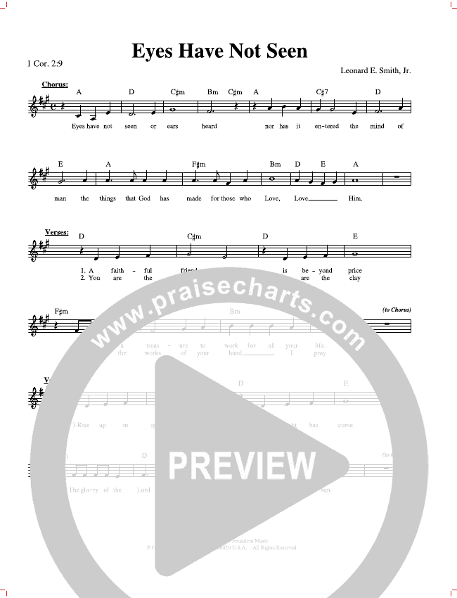 Eyes Have Not Seen Sheet Music (Lenny Smith) PraiseCharts