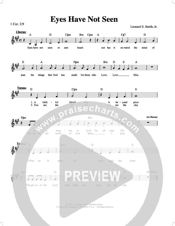 Eyes Have Not Seen Sheet Music PDF (Lenny Smith) PraiseCharts