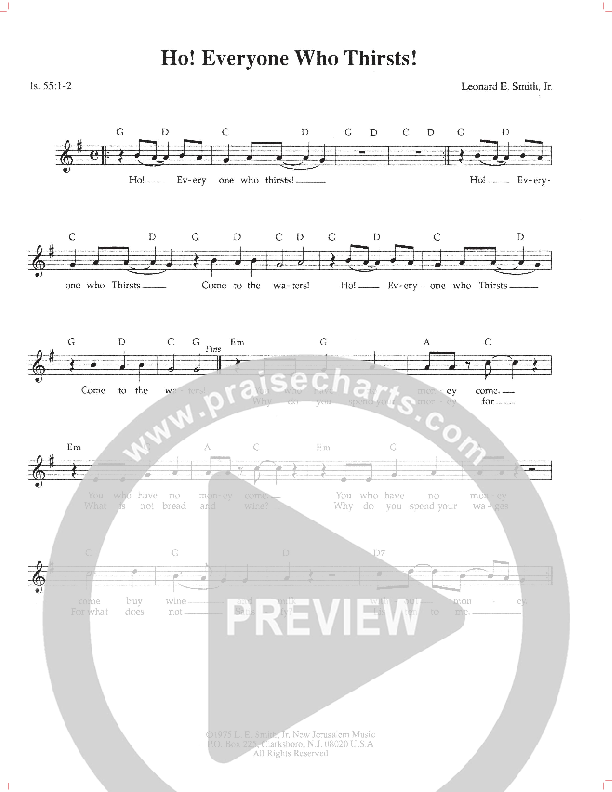 Ho Everyone Who Thirsts Lead Sheet (Lenny Smith)