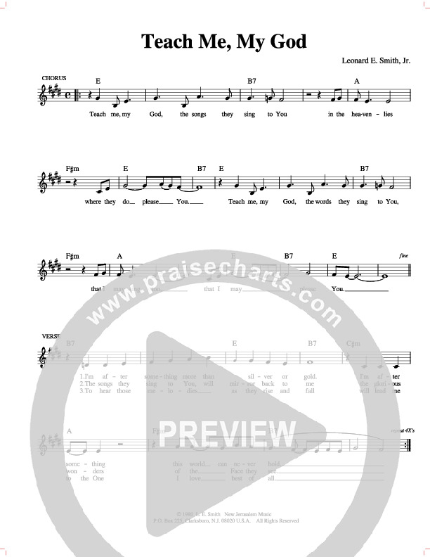 Teach Me My God Lead Sheet (Lenny Smith)