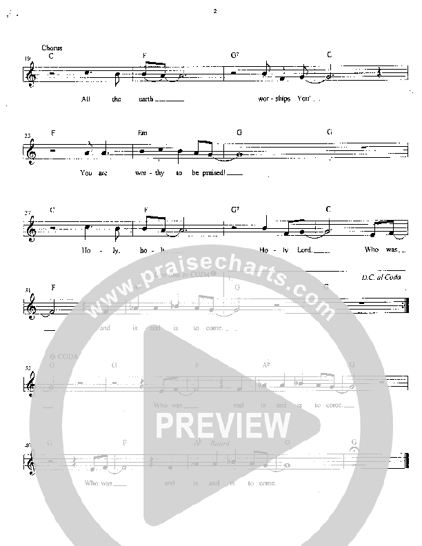 All The Earth Worships You Lead Sheet (Lenny Smith)