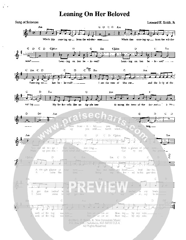 Leaning On Her Beloved Lead Sheet (Lenny Smith)