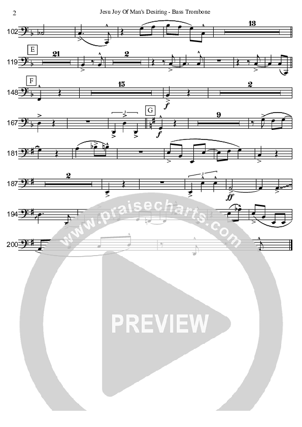 Jesu Joy Of Man's Desiring (Instrumental) Bass Trombone (David Arivett)