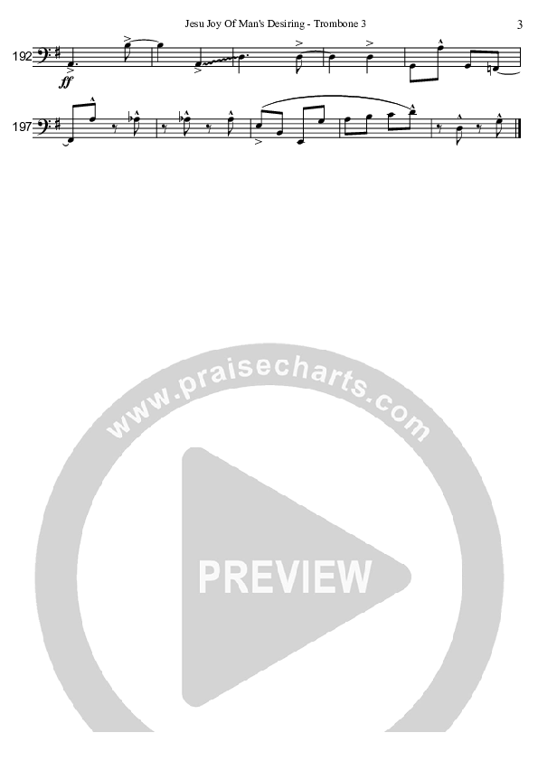 Jesu Joy Of Man's Desiring (Instrumental) Trombone 3 (David Arivett)