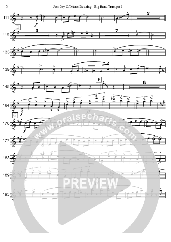 Jesu Joy Of Man's Desiring (Instrumental) Trumpet 1 (David Arivett)