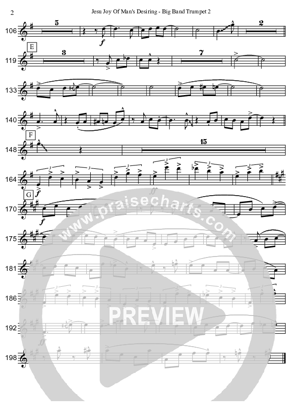 Jesu Joy Of Man's Desiring (Instrumental) Trumpet 2 (David Arivett)