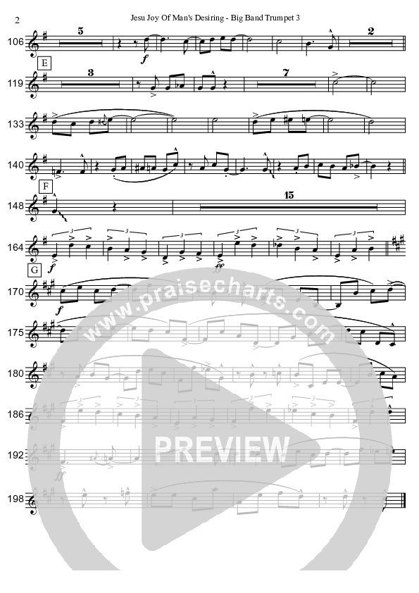 Jesu Joy Of Man's Desiring (Instrumental) Trumpet 3 (David Arivett)