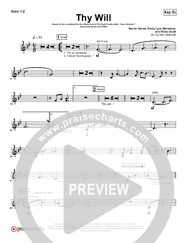 Thy Will French Horn 1/2 (Hillary Scott / The Scott Family)