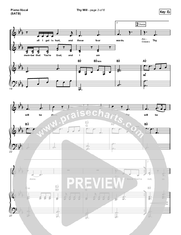 Thy Will Piano/Vocal (SATB) (Hillary Scott / The Scott Family)