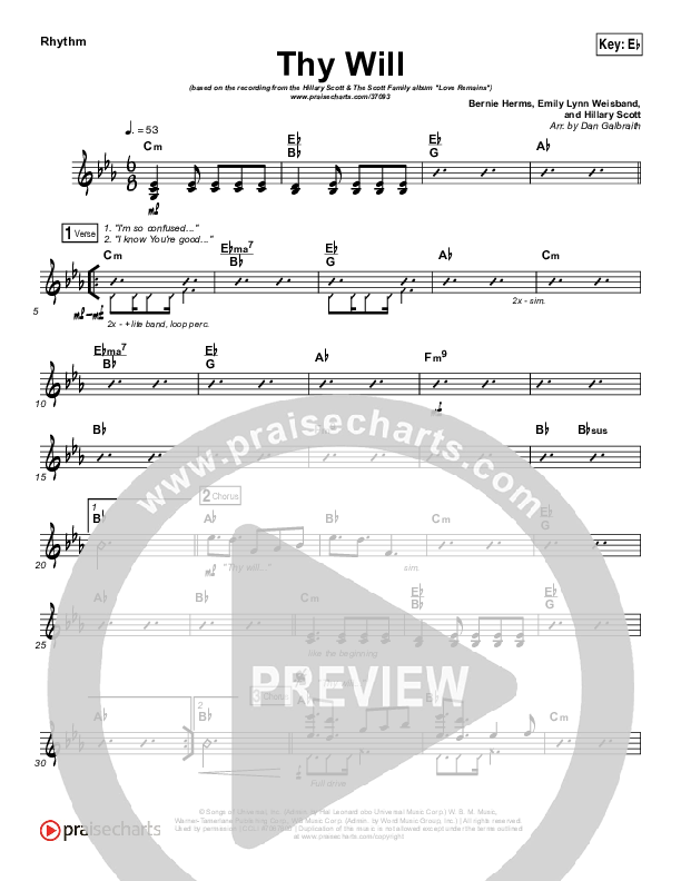 Thy Will Rhythm Chart (Hillary Scott / The Scott Family)