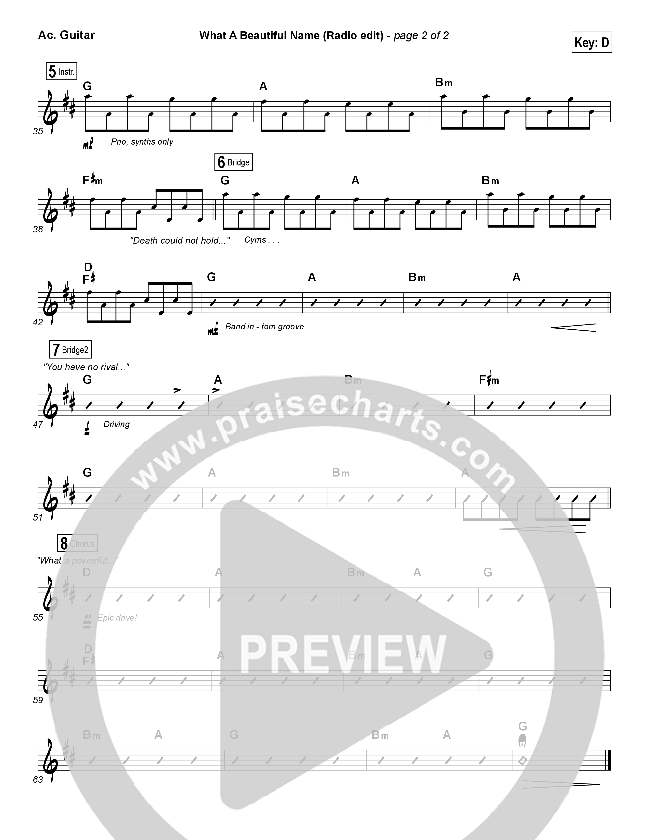 What A Beautiful Name (Radio) Acoustic Guitar (Hillsong Worship)