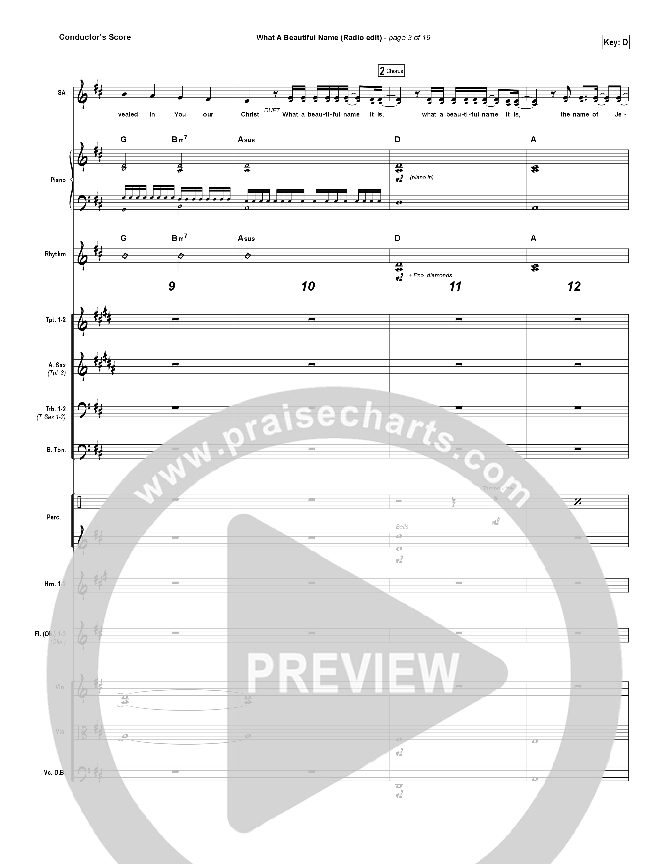 What A Beautiful Name (Radio) Conductor's Score (Hillsong Worship)