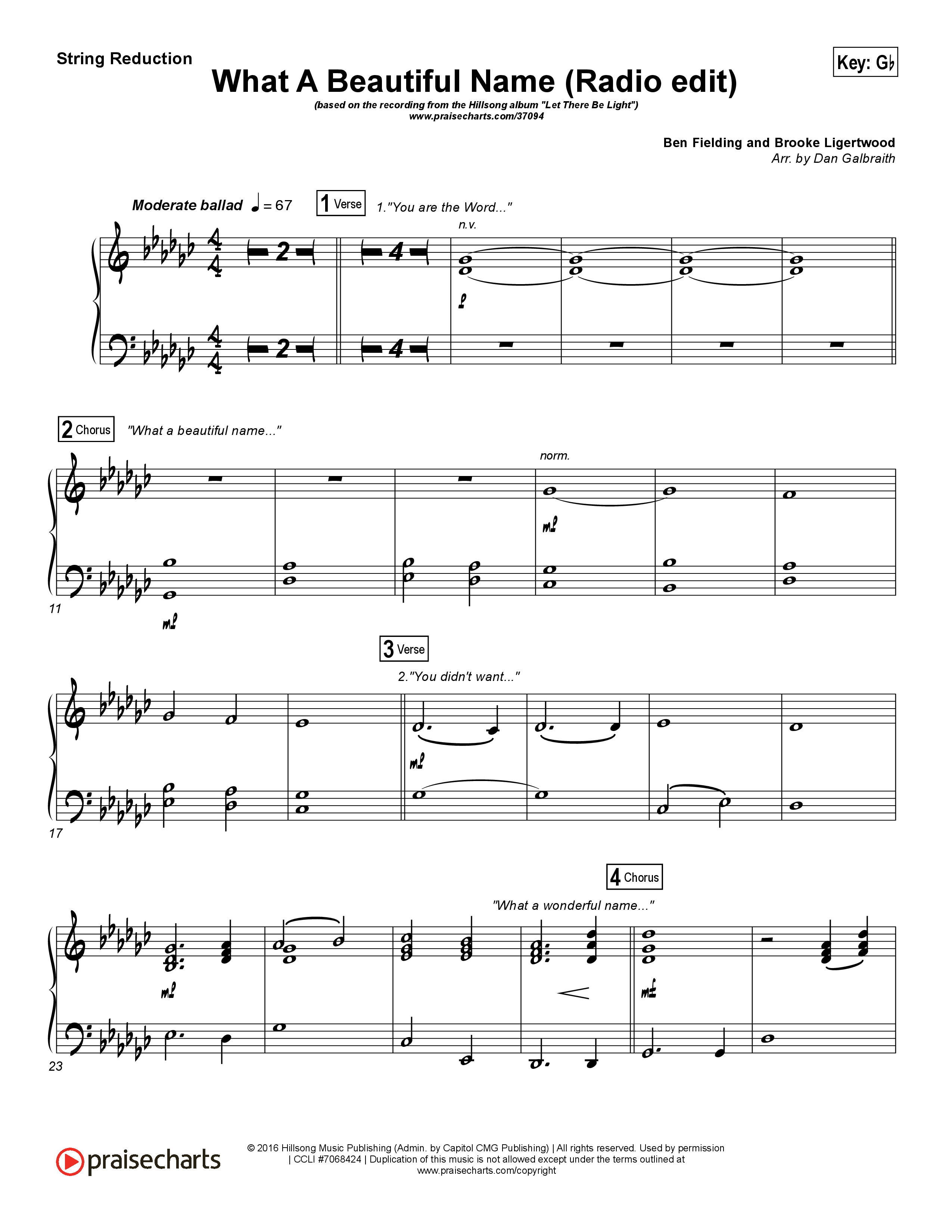 What A Beautiful Name (Radio) String Reduction (Hillsong Worship)