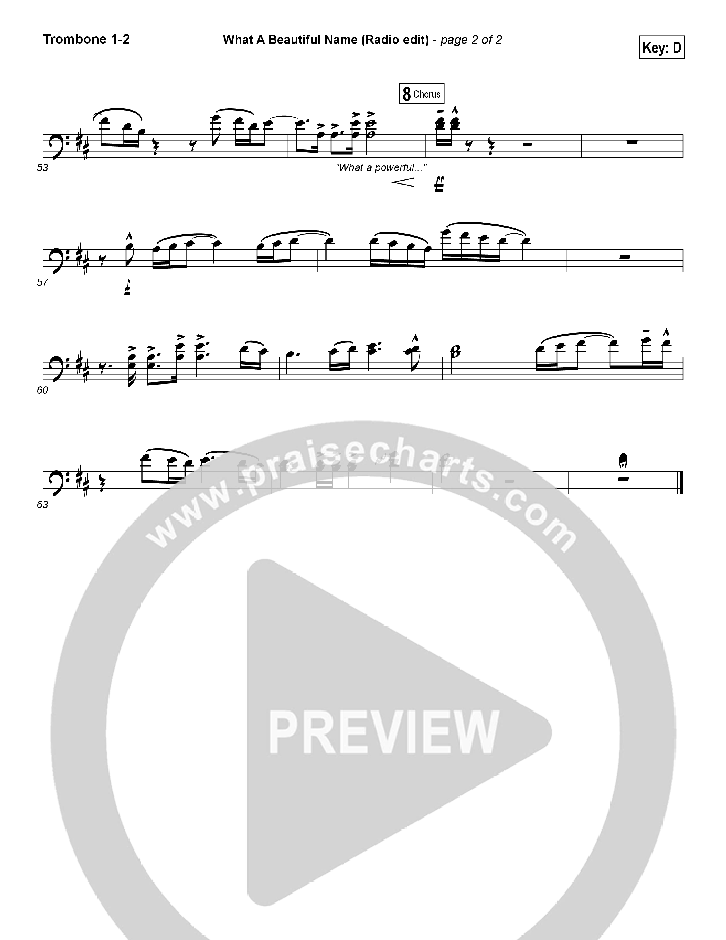 What A Beautiful Name (Radio) Trombone 1/2 (Hillsong Worship)