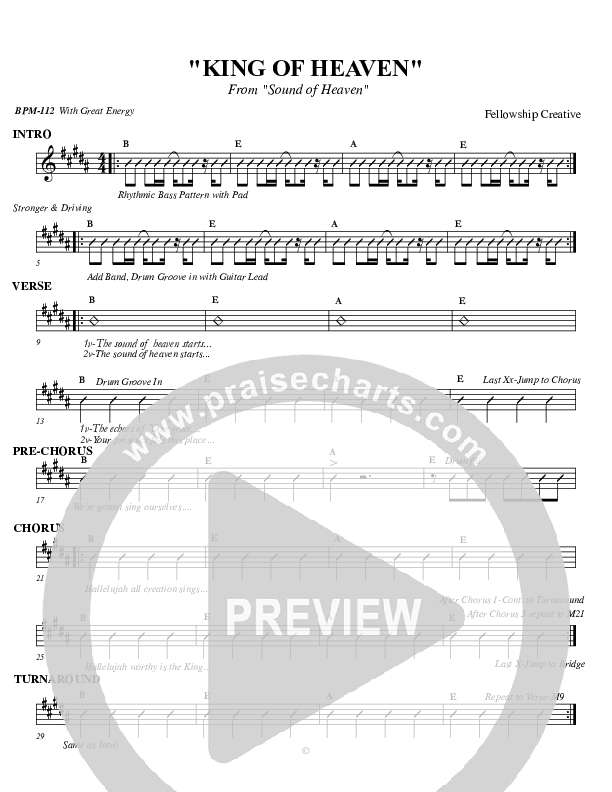 King Of Heaven Rhythm Chart (Fellowship Creative)