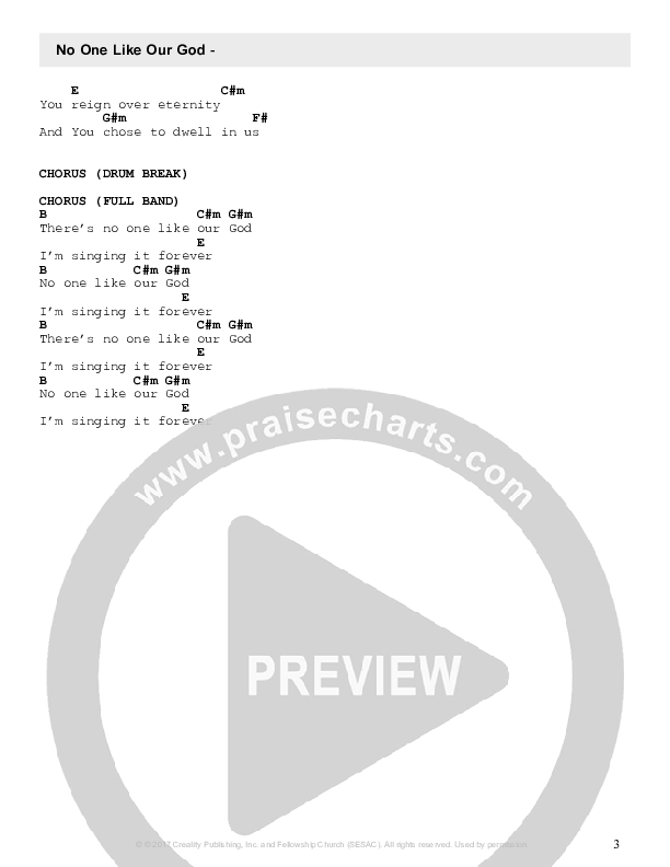 No One Like Our God Chord Chart (Fellowship Creative)