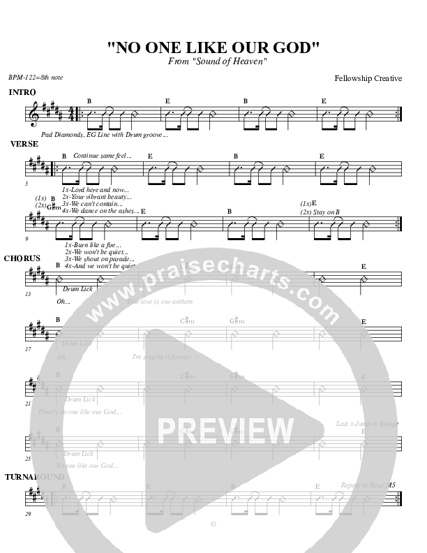 No One Like Our God Rhythm Chart (Fellowship Creative)