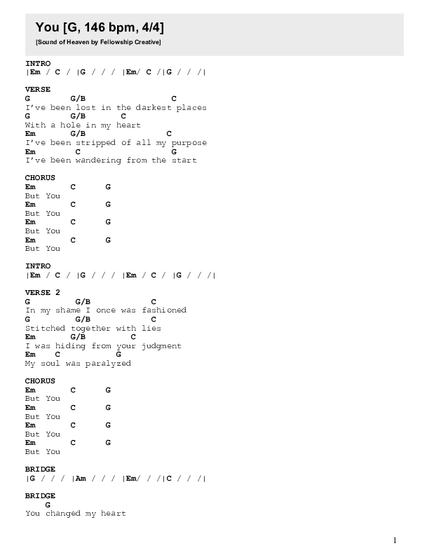 You Chord Chart (Fellowship Creative)