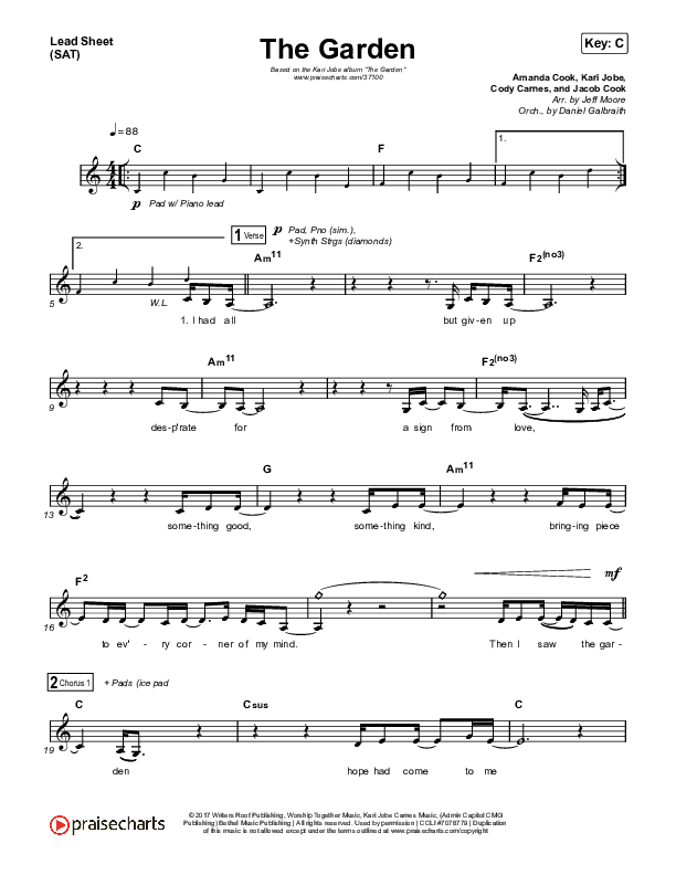 The Garden Lead Sheet (SAT) (Kari Jobe)