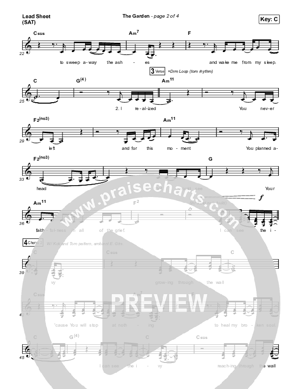 The Garden Lead Sheet (SAT) (Kari Jobe)