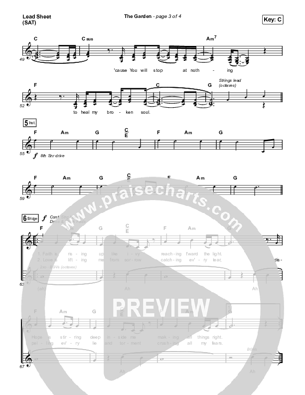 The Garden Lead Sheet (SAT) (Kari Jobe)