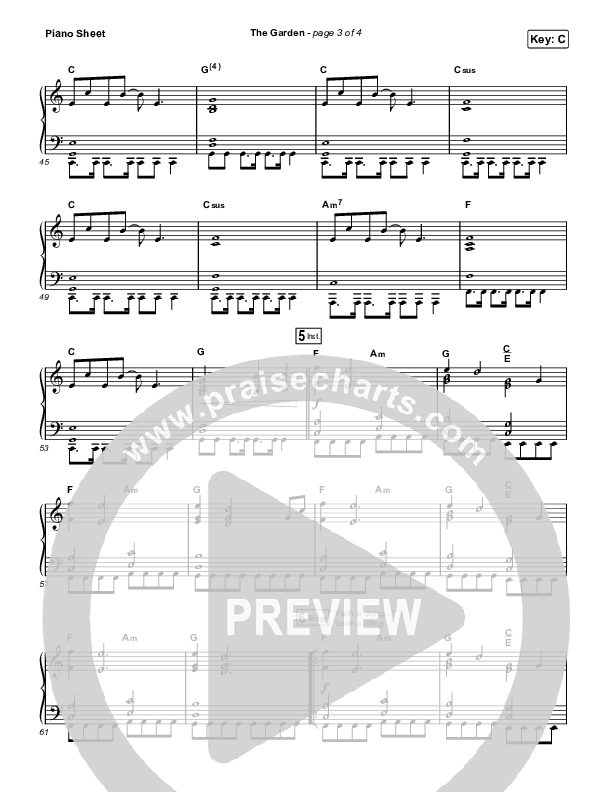 The Garden Piano Sheet (Kari Jobe)